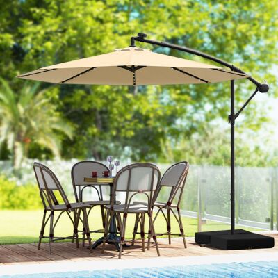 Costway Ø350 cm Ampelschirm mit 40 Solar-LED-Leuchten & Sandsäcke & Kurbel & UV-Schutz Sonnenschirm Beige Costway Ø350 cm Ampelschirm mit 40 Solar-LED-Leuchten & Sandsäcke & Kurbel & UV-Schutz Sonnenschirm Beige