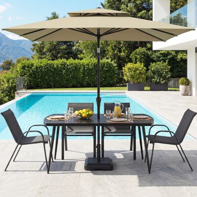 Costway Gartentisch 160 x 90 cm Outdoor Esstisch für 6 Personen Balkontisch aus Metall mit 4 cm Schirmloch Costway Gartentisch 160 x 90 cm Outdoor Esstisch für 6 Personen Balkontisch aus Metall mit 4 cm Schirmloch