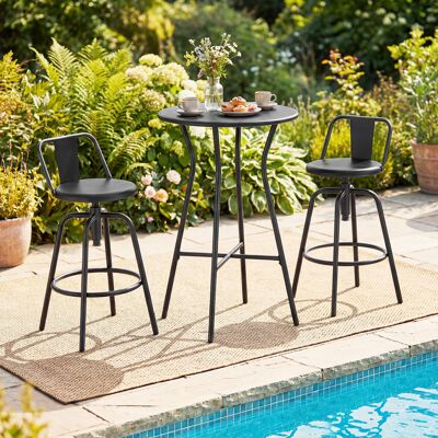 Costway Outdoor Bartisch Runder Bistrotisch mit Robustem Metallrahmen und Verstellbaren Füßen Costway Outdoor Bartisch Runder Bistrotisch mit Robustem Metallrahmen und Verstellbaren Füßen