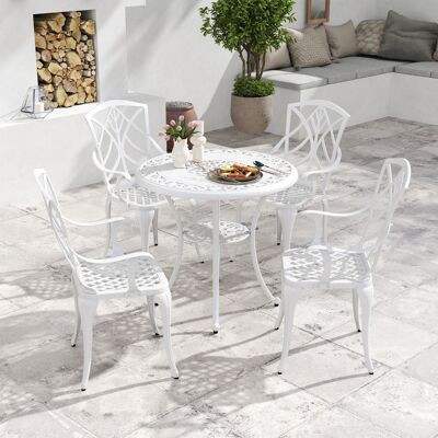 Costway 5-TLG. Gartenmöbel Set aus Aluminiumguss inkl. 4 Stühle & 1 Tisch mit Schirmloch Gartengarnitur Costway 5-TLG. Gartenmöbel Set aus Aluminiumguss inkl. 4 Stühle & 1 Tisch mit Schirmloch Gartengarnitur