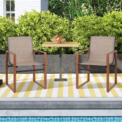 Costway 2er Set Terrassenstuhl Set mit Atmungsaktiver Sitzfläche & Rückenlehne Gartenstühlen Braun Costway 2er Set Terrassenstuhl Set mit Atmungsaktiver Sitzfläche & Rückenlehne Gartenstühlen Braun