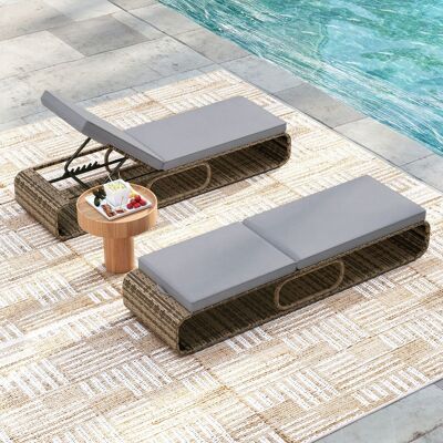 Costway Rattan Sonnenliege mit Auflage & Verstellbarer Rückenlehne Wetterfeste Balkonliege Grau Costway Rattan Sonnenliege mit Auflage & Verstellbarer Rückenlehne Wetterfeste Balkonliege Grau