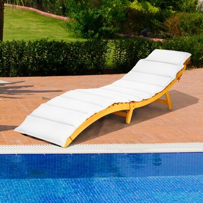 Costway - Akazienholz Patio-Liegestuhl - Ergonomische S‑Form - Kopfstütze klappbar - Sonnenliege Costway - Akazienholz Patio-Liegestuhl - Ergonomische S‑Form - Kopfstütze klappbar - Sonnenliege