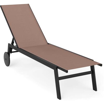 Costway Sonnenliege mit Rollen Gartenliege mit Verstellbarer Rückenlehne und schnelltrocknendem Stoff Braun Costway Sonnenliege mit Rollen Gartenliege mit Verstellbarer Rückenlehne und schnelltrocknendem Stoff Braun