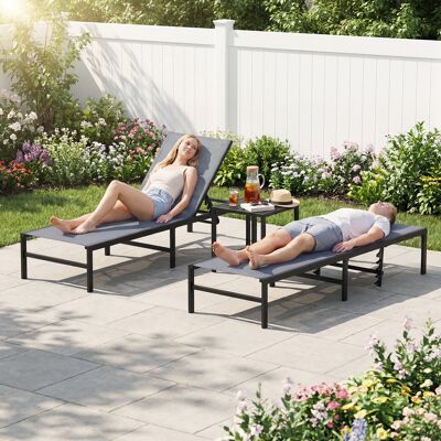 Costway Sonnenliegestuhl für Außenbereich Anpassbarer Liegestuhl 64 x 198 x 67 - 103 cm Grau Costway Sonnenliegestuhl für Außenbereich Anpassbarer Liegestuhl 64 x 198 x 67 - 103 cm Grau