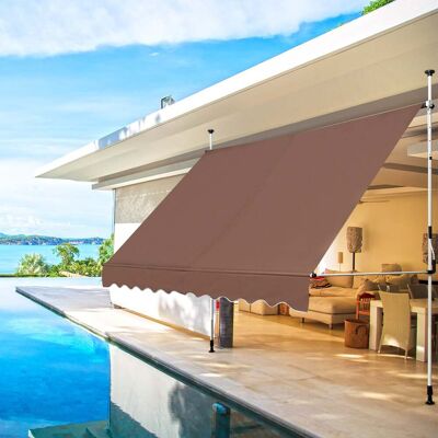 Costway Klemmmarkise 300 cm breit Balkonmarkise ohne Bohren UV-beständig höhenverstellbar Braun Costway Klemmmarkise 300 cm breit Balkonmarkise ohne Bohren UV-beständig höhenverstellbar Braun