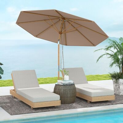 Costway 270 cm Sonnenschirm Beidseitig um 30° Knickbar Holz Gartenschirm Balkonschirm Khaki Tan Costway 270 cm Sonnenschirm Beidseitig um 30° Knickbar Holz Gartenschirm Balkonschirm Khaki Tan