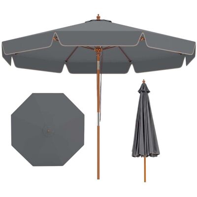 Costway 300 cm gezackter Sonnenschirm Marktschirm mit Neigemechanismus Gartenschirm mit Holzstab Grau Costway 300 cm gezackter Sonnenschirm Marktschirm mit Neigemechanismus Gartenschirm mit Holzstab Grau