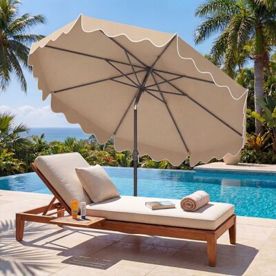 Costway 270 cm Sonnenschirm mit Rüschen & Handkurbel Terrassenschirm Beidseitig 30° Knickbar Braun Costway 270 cm Sonnenschirm mit Rüschen & Handkurbel Terrassenschirm Beidseitig 30° Knickbar Braun
