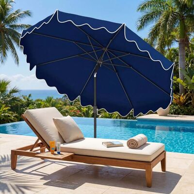 Costway 270 cm Sonnenschirm mit Rüschen & Handkurbel Terrassenschirm Beidseitig 30° Knickbar Marineblau Costway 270 cm Sonnenschirm mit Rüschen & Handkurbel Terrassenschirm Beidseitig 30° Knickbar Marineblau
