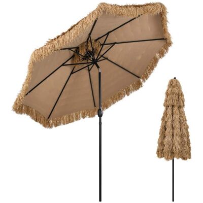 Costway Hawaii Sonnenschirm mit Doppeldach Neigbarer Strohschirm Gartenschirm Stroh Strandschirm Costway Hawaii Sonnenschirm mit Doppeldach Neigbarer Strohschirm Gartenschirm Stroh Strandschirm