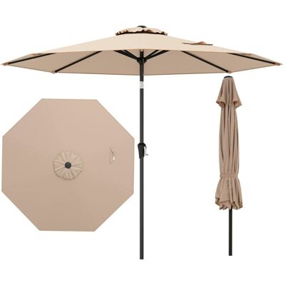 Costway Ø270 cm Sonnenschirm mit Kurbel Beidseitig um 35° Knickbarer Gartenschirm Terrassenschirm Braun Costway Ø270 cm Sonnenschirm mit Kurbel Beidseitig um 35° Knickbarer Gartenschirm Terrassenschirm Braun
