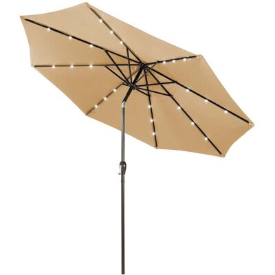 Costway LED Beleuchtung Ampelschirm rund Sonnenschirm Solarbetrieben Gartenschirm Kurbel-beige-ø 3M Costway LED Beleuchtung Ampelschirm rund Sonnenschirm Solarbetrieben Gartenschirm Kurbel-beige-ø 3M