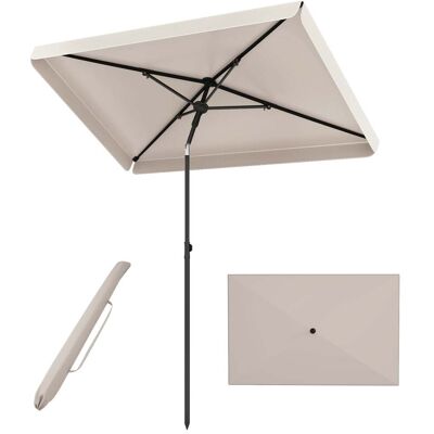 Costway Sonnenschirm 200 x 130 cm Rechteckiger Balkonschirm mit 30° Neigungswinkel Knickbarer Gartenschirm Beige Costway Sonnenschirm 200 x 130 cm Rechteckiger Balkonschirm mit 30° Neigungswinkel Knickbarer Gartenschirm Beige