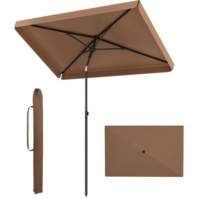 Costway Sonnenschirm 200 x 130 cm Rechteckiger Balkonschirm mit 30° Neigungswinkel Knickbarer Gartenschirm Braun Costway Sonnenschirm 200 x 130 cm Rechteckiger Balkonschirm mit 30° Neigungswinkel Knickbarer Gartenschirm Braun