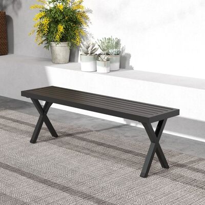 Costway Metall 3-Sitzer Gartenbank ohne Rückenlehne Wetterfeste Sitzbank Balkonbank Parkbank Costway Metall 3-Sitzer Gartenbank ohne Rückenlehne Wetterfeste Sitzbank Balkonbank Parkbank