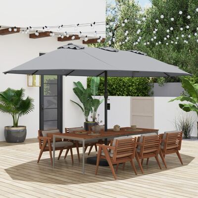 Costway Doppelsonnenschirm mit Ständer Sonnenschirm UPF 50+ Groß XXL Gartenschirm Marktschirm Grau Costway Doppelsonnenschirm mit Ständer Sonnenschirm UPF 50+ Groß XXL Gartenschirm Marktschirm Grau