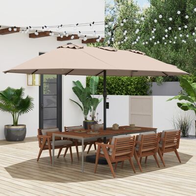 Costway Doppelsonnenschirm mit Ständer Sonnenschirm UPF 50+ Groß XXL Gartenschirm Marktschirm Braun Costway Doppelsonnenschirm mit Ständer Sonnenschirm UPF 50+ Groß XXL Gartenschirm Marktschirm Braun