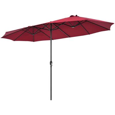 Costway Ø480 cm Doppelsonnenschirm Marktschirm mit Kurbel & UV Schutz Gartenschirm Wein Costway Ø480 cm Doppelsonnenschirm Marktschirm mit Kurbel & UV Schutz Gartenschirm Wein