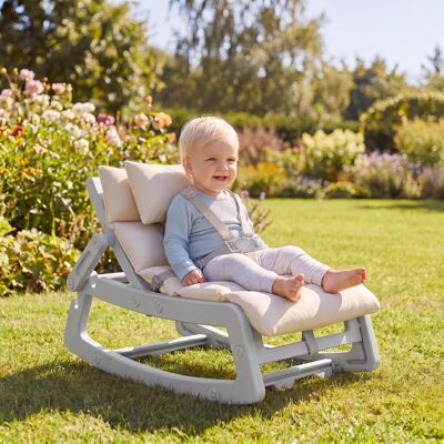 Costway Schaukelstuhl Kinder 2 in 1 Liegestuhl mit Verstellbarer Rückenlehne Baby Schaukelsessel Grau Costway Schaukelstuhl Kinder 2 in 1 Liegestuhl mit Verstellbarer Rückenlehne Baby Schaukelsessel Grau