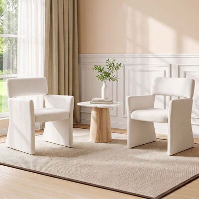 Costway Sessel 2er Set Gepolsterter Relaxsessel Lesessel mit Atmungsaktivem Bezug 63 x 62 x 83 cm Weiß Costway Sessel 2er Set Gepolsterter Relaxsessel Lesessel mit Atmungsaktivem Bezug 63 x 62 x 83 cm Weiß