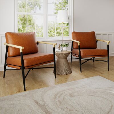 Costway Gepolsterter Sessel mit Armlehnen Loungesessel mit Abnehmbarem Rückenkissen Relaxsessel Braun Costway Gepolsterter Sessel mit Armlehnen Loungesessel mit Abnehmbarem Rückenkissen Relaxsessel Braun