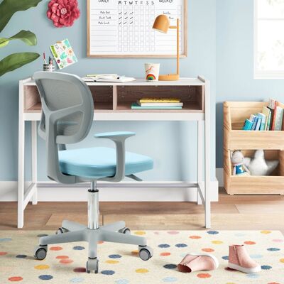 Costway Kinder-Computerstuhl mit Einstellbarer Höhe & Selbstsichernden Rädern 54 x 54 x 80 - 91,5 cm Blau + Grau Costway Kinder-Computerstuhl mit Einstellbarer Höhe & Selbstsichernden Rädern 54 x 54 x 80 - 91,5 cm Blau + Grau