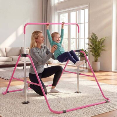 Costway Kinder Gymnastikstange 90-130 cm Höhenverstellbar Faltbare Reckstange Turnstange Rosa Costway Kinder Gymnastikstange 90-130 cm Höhenverstellbar Faltbare Reckstange Turnstange Rosa