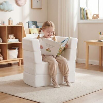 Costway 3-in-1 Kinder Schlafsofa klappbares Kinderbett mit weicher Schwammfüllung & bequemem Kissen Beige Costway 3-in-1 Kinder Schlafsofa klappbares Kinderbett mit weicher Schwammfüllung & bequemem Kissen Beige