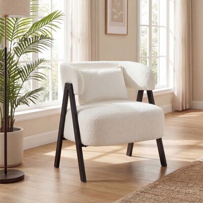 Costway Lesesessel Sessel mit Kunstfell bezogen Loungesessel mit Lendenkissen & Metallbeinen moderner Relaxsessel Weiß Costway Lesesessel Sessel mit Kunstfell bezogen Loungesessel mit Lendenkissen & Metallbeinen moderner Relaxsessel Weiß