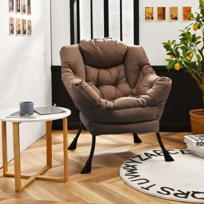 Costway Gepolsterter Sessel mit Armlehnen & Seitentasche Relaxsessel Loungesessel Fernsehsessel Braun Costway Gepolsterter Sessel mit Armlehnen & Seitentasche Relaxsessel Loungesessel Fernsehsessel Braun