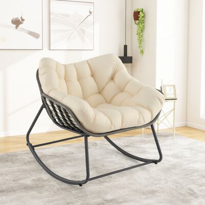 Costway Outdoor-Schaukelstuhl übergroßer Patio PE Wicker Egg Chair mit dickem & abnehmbarem Kissen Beige Costway Outdoor-Schaukelstuhl übergroßer Patio PE Wicker Egg Chair mit dickem & abnehmbarem Kissen Beige