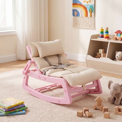 Costway Schaukelstuhl Kinder 2 in 1 Liegestuhl mit Verstellbarer Rückenlehne Baby Schaukelsessel Rosa Costway Schaukelstuhl Kinder 2 in 1 Liegestuhl mit Verstellbarer Rückenlehne Baby Schaukelsessel Rosa