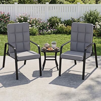 Costway 2er-Set Patio Stühle Verstellbare Rückenlehnen mit 5 Stufen Abnehmbare Kissen und Metallarmlehnen Grau Costway 2er-Set Patio Stühle Verstellbare Rückenlehnen mit 5 Stufen Abnehmbare Kissen und Metallarmlehnen Grau