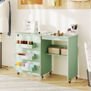 Costway Faltbarer Nähtisch Rollende Bastelstation mit Ablagefach 3 versteckte Behälter Mobiler Nähtisch 118,5 x 40 x 79,5 cm Grün Costway Faltbarer Nähtisch Rollende Bastelstation mit Ablagefach 3 versteckte Behälter Mobiler Nähtisch 118,5 x 40 x 79,5 cm Grün