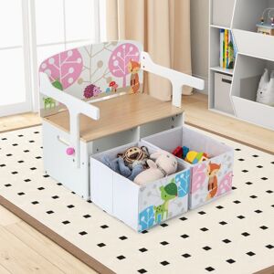 Costway 3 in 1 Kinder Tisch & Stuhl-Set mit 2 Abnehmbaren Stoffkörben zum Malen & Spielen & Lernen Weiß Costway 3 in 1 Kinder Tisch & Stuhl-Set mit 2 Abnehmbaren Stoffkörben zum Malen & Spielen & Lernen Weiß