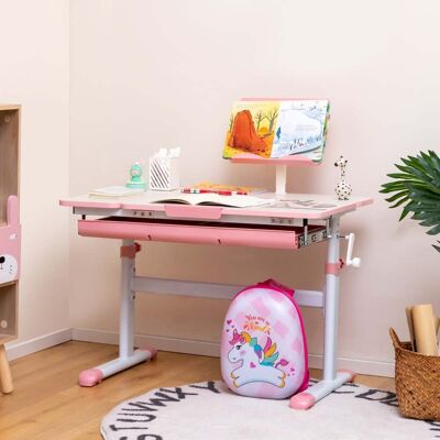 Costway Kinderschreibtisch höhenverstellbar Schülerschreibtisch mit neigbarer Tischplatte (Rosa Tisch) Costway Kinderschreibtisch höhenverstellbar Schülerschreibtisch mit neigbarer Tischplatte (Rosa Tisch)