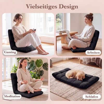 Costway Klappbarer Bodenstuhl Bodensessel mit Verstellbarer Rückenlehne Hochdichtem Schaumstoff Schwarz Costway Klappbarer Bodenstuhl Bodensessel mit Verstellbarer Rückenlehne Hochdichtem Schaumstoff Schwarz