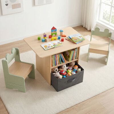 Costway Kindertisch mit 2 Stühlen in Krokodilform 3 TLG. Kindersitzgruppe mit Stauraum & Stoffschublade Costway Kindertisch mit 2 Stühlen in Krokodilform 3 TLG. Kindersitzgruppe mit Stauraum & Stoffschublade