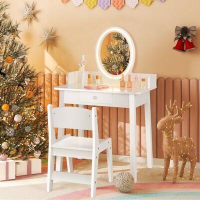 Costway - Kinder Schminktisch - LED Spiegel - Stauraum - Vanity Table Costway - Kinder Schminktisch - LED Spiegel - Stauraum - Vanity Table