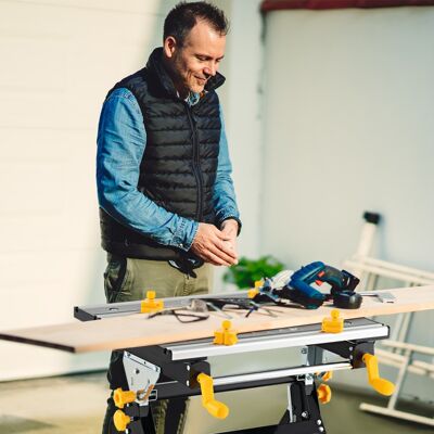 Costway Klappbarer Arbeitstisch mit 8 verschiebbaren Klemmen & 7-stufiger Höhen 100 Kg Traglast Costway Klappbarer Arbeitstisch mit 8 verschiebbaren Klemmen & 7-stufiger Höhen 100 Kg Traglast