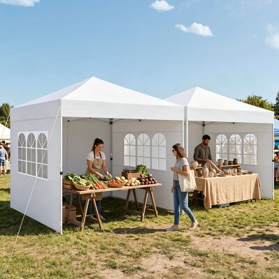 Costway 3 x 3m Pavillon Klappbar Wasserfester Gartenpavillon mit Abnehmbaren Seitenwänden Metallrahmen Weiß Costway 3 x 3m Pavillon Klappbar Wasserfester Gartenpavillon mit Abnehmbaren Seitenwänden Metallrahmen Weiß