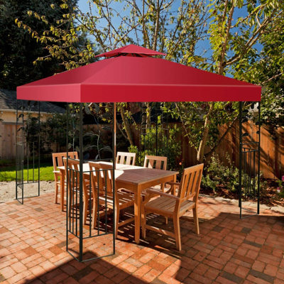 Costway Ersatz-Oberabdeckung 300 x 300 cm Terrassenüberdachung für Doppelstöckigen Pavillon Wein Costway Ersatz-Oberabdeckung 300 x 300 cm Terrassenüberdachung für Doppelstöckigen Pavillon Wein