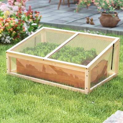 Costway Gewächshaus Treibhaus Holz erhöhtes Pflanzbeet mit transparenter Klapp-Dach Orange 94 x 63 x 40 cm Costway Gewächshaus Treibhaus Holz erhöhtes Pflanzbeet mit transparenter Klapp-Dach Orange 94 x 63 x 40 cm