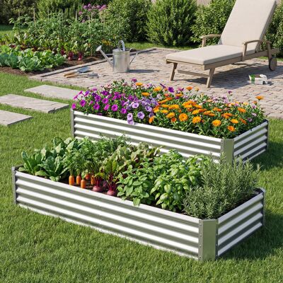Costway Hochbeet Metall Rechteckiger Pflanzkasten aus Verzinktem Blech mit Offenem Boden 179,5 x 92 x 29,5 cm Costway Hochbeet Metall Rechteckiger Pflanzkasten aus Verzinktem Blech mit Offenem Boden 179,5 x 92 x 29,5 cm