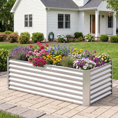 Costway Hochbeet Metall Rechteckiger Pflanzkasten aus Verzinktem Blech mit Offenem Boden 181,5 x 94 x 60,5 cm Costway Hochbeet Metall Rechteckiger Pflanzkasten aus Verzinktem Blech mit Offenem Boden 181,5 x 94 x 60,5 cm