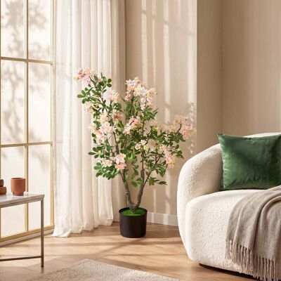 Costway Künstlicher Impatiens Baum 90 cm Kunstpflanze im Topf mit 210 Seidenblumen und 55 Blättern Rosa Costway Künstlicher Impatiens Baum 90 cm Kunstpflanze im Topf mit 210 Seidenblumen und 55 Blättern Rosa