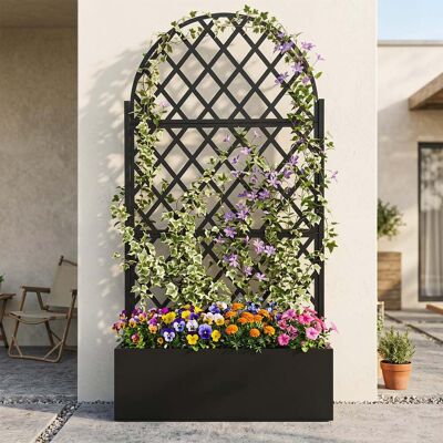 Costway Pflanzkasten mit Rankgitter Sichtschutz mit Blumenkasten & Ablauflöchern aus Metall 90 x 40 x 180 cm Schwarz Costway Pflanzkasten mit Rankgitter Sichtschutz mit Blumenkasten & Ablauflöchern aus Metall 90 x 40 x 180 cm Schwarz