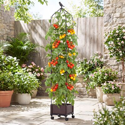 Costway Rankhilfe mit Blumenkasten auf Rollen Höhenverstellbar Garten Obelisk aus Beschichtetes Metall & PP Costway Rankhilfe mit Blumenkasten auf Rollen Höhenverstellbar Garten Obelisk aus Beschichtetes Metall & PP