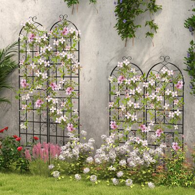 Costway Rankgitter Metall 2er Set dekorativer Gartenzaun freistehende Rankhilfe Spalier Garten zum Stecken Schwarz 220 x 50 cm Costway Rankgitter Metall 2er Set dekorativer Gartenzaun freistehende Rankhilfe Spalier Garten zum Stecken Schwarz 220 x 50 cm